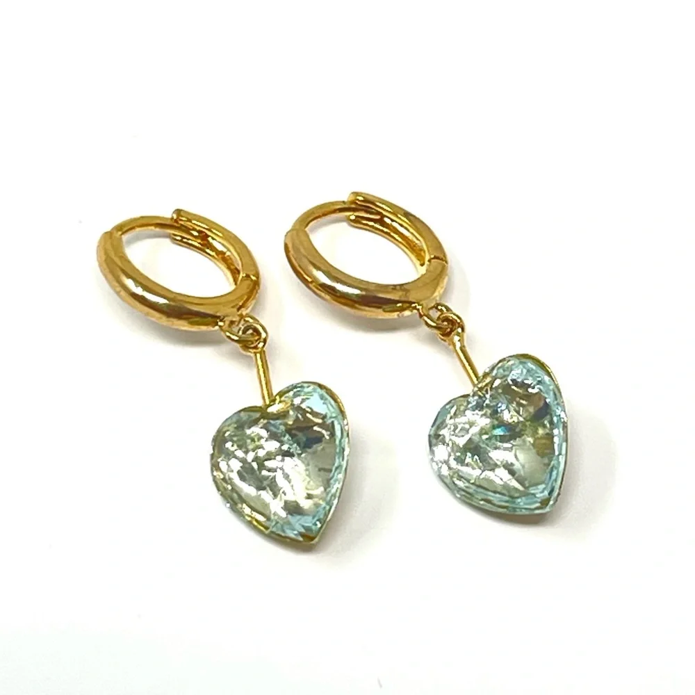New Anthropologie Heart Huggie Hoop Earrings - Picture 2 of 4